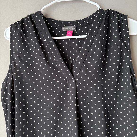 Vince Camuto sz S black‎ white polka dot sleeveless blouse NWT - Picture 11 of 11